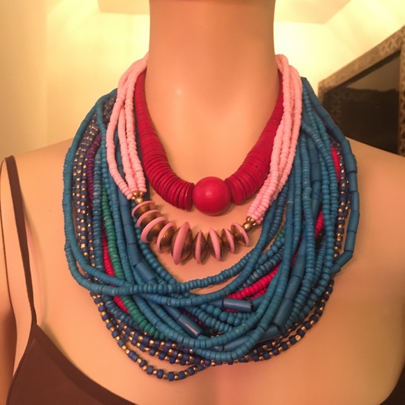 Vintage Jewelry - FAB! VTG Lot 1960s-1970s Boho Hippy Bead Necklaces